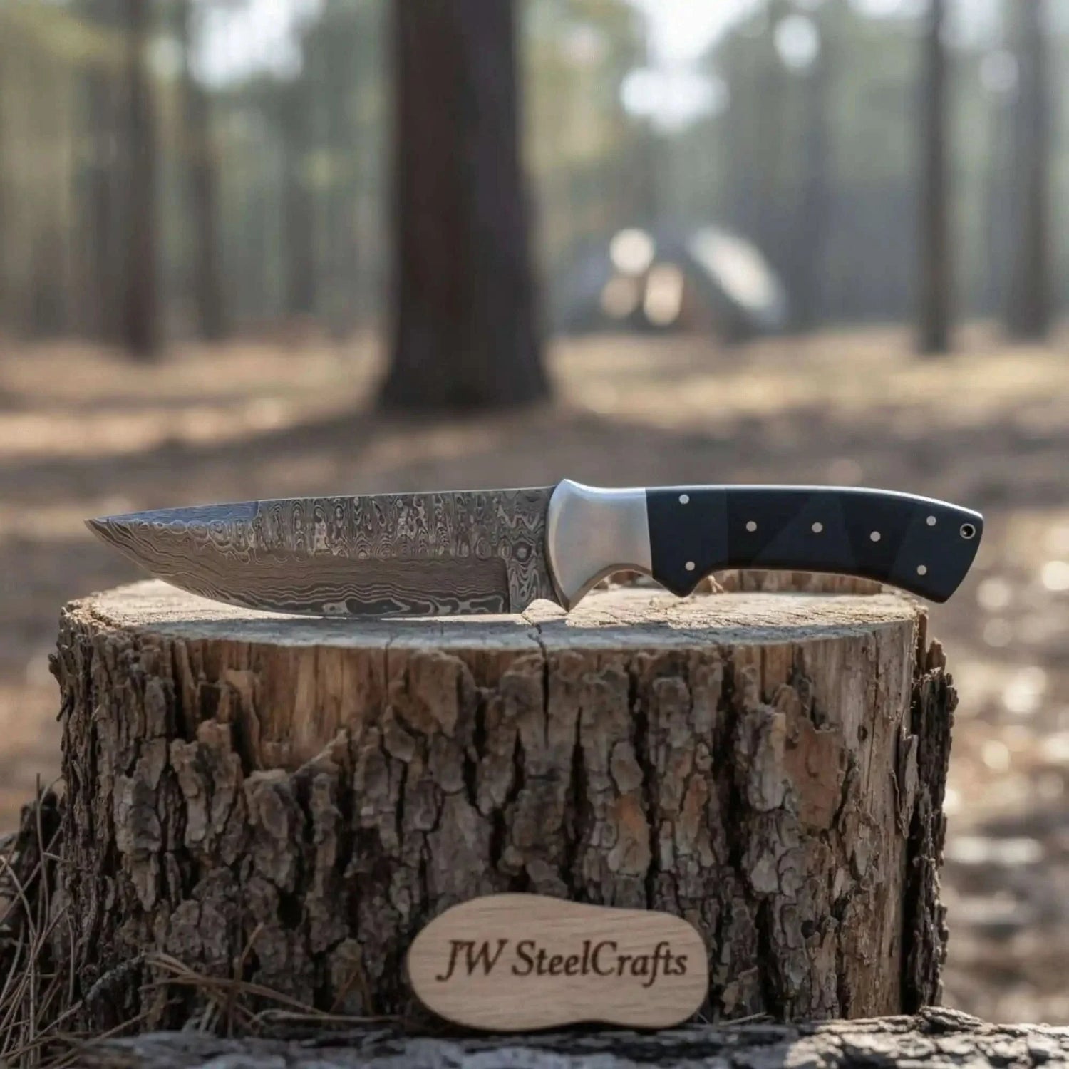Handmade Damascus Bowie Knife with Micarta Handle