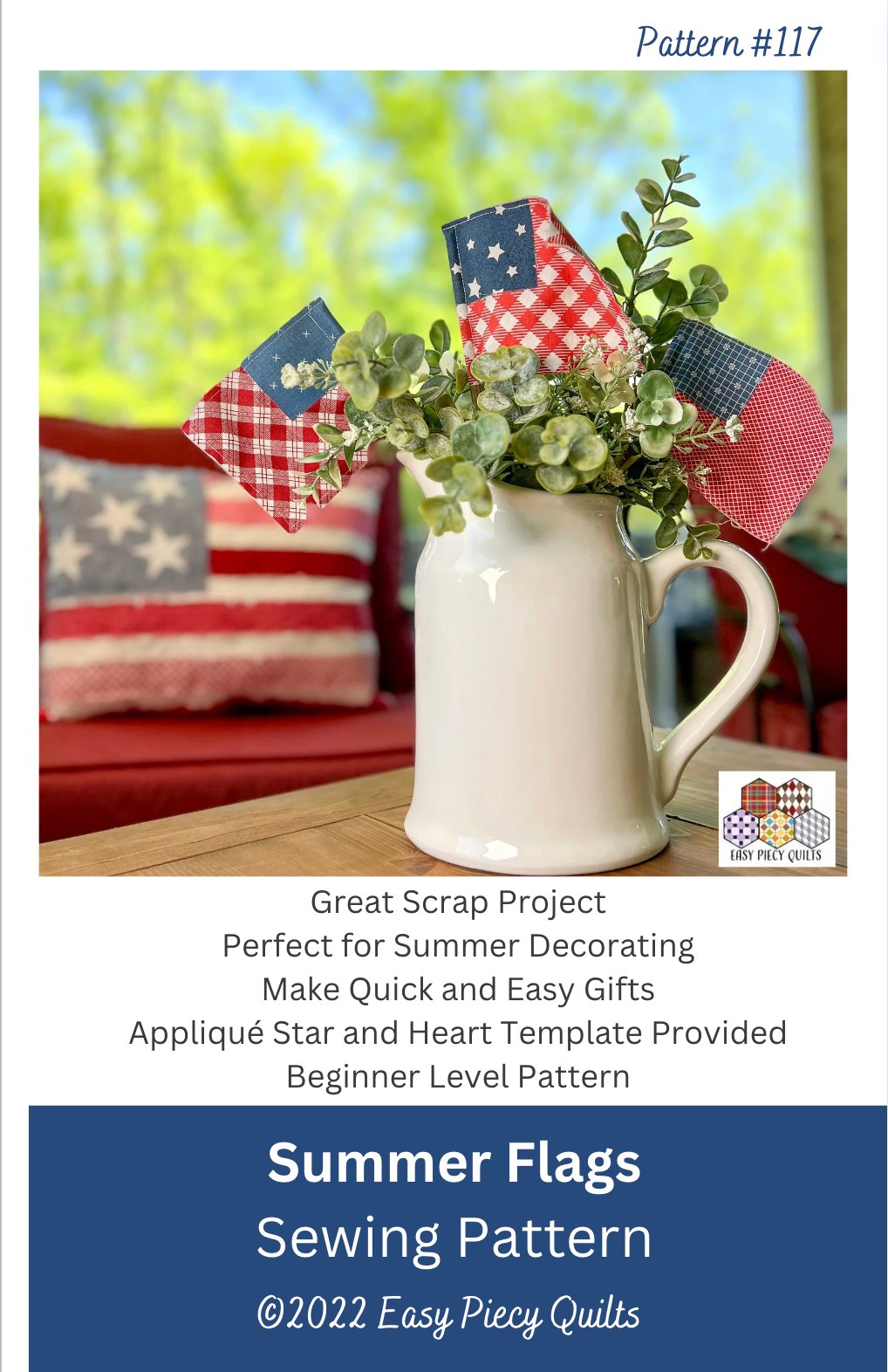 Summer Flags Sewing Pattern - Paper Print Pattern, Mailed