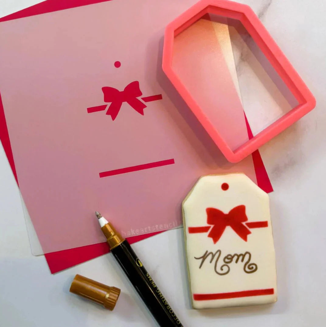 Bow Gift Tag Cookie Stencil