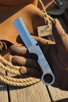 Ironloop Prairie Bull Cutter Knife 7" Handmade Mirror Polished by JW SteelCrafts, product image 2