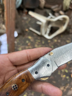 Rosewood Trail Folder Knife 6" Handmade Rosewood Handle EDC Folder by JW SteelCrafts, product image 7