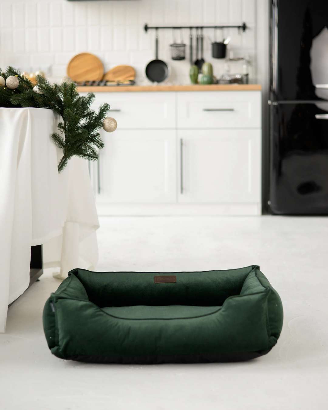 Chester & Lee | Classic Velvet Sleeper Dog Bed Green by Chester & Lee, product image 4