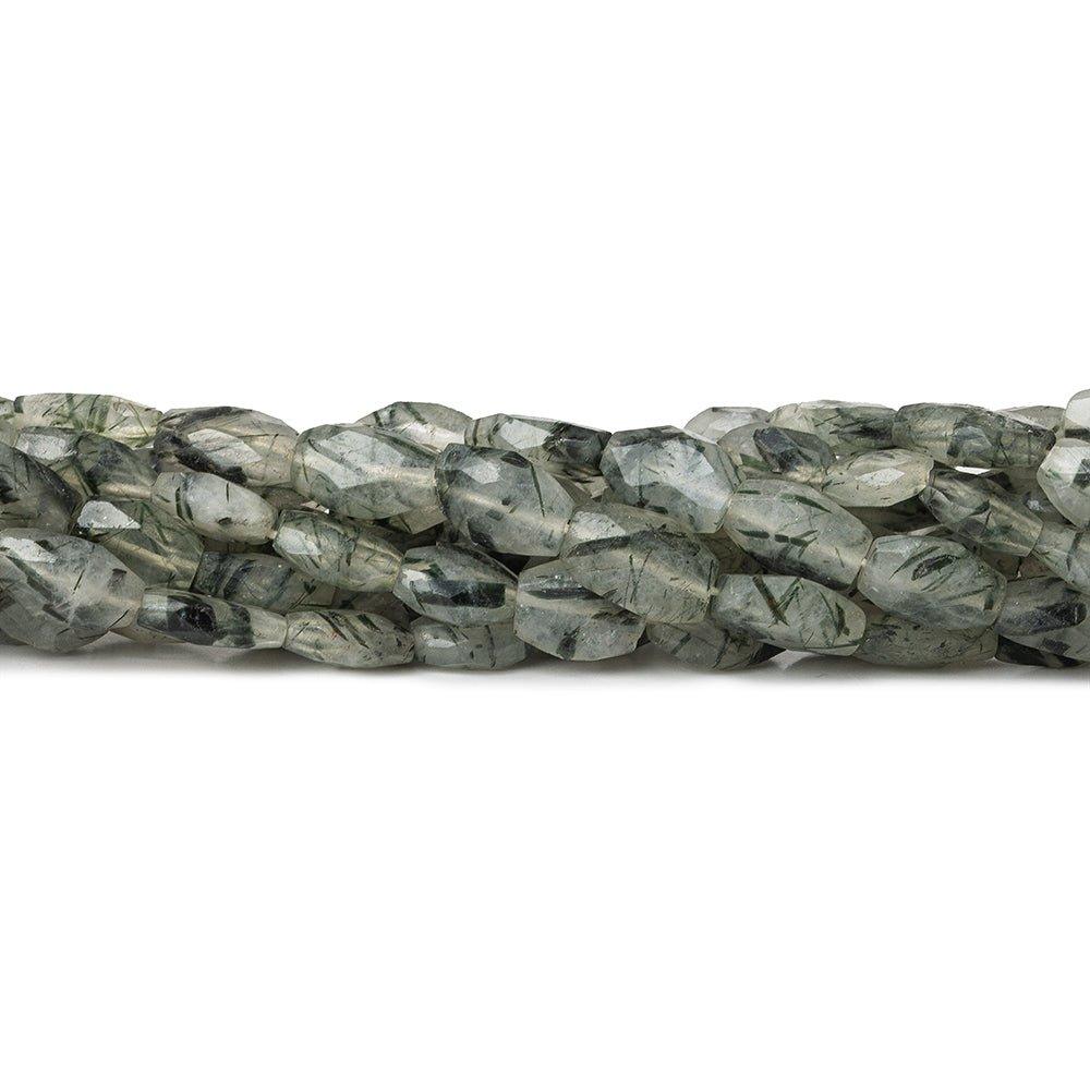 10-12mm Black Tourmalinated Quartz Faceted Oval Beads 13 inch 30 beads