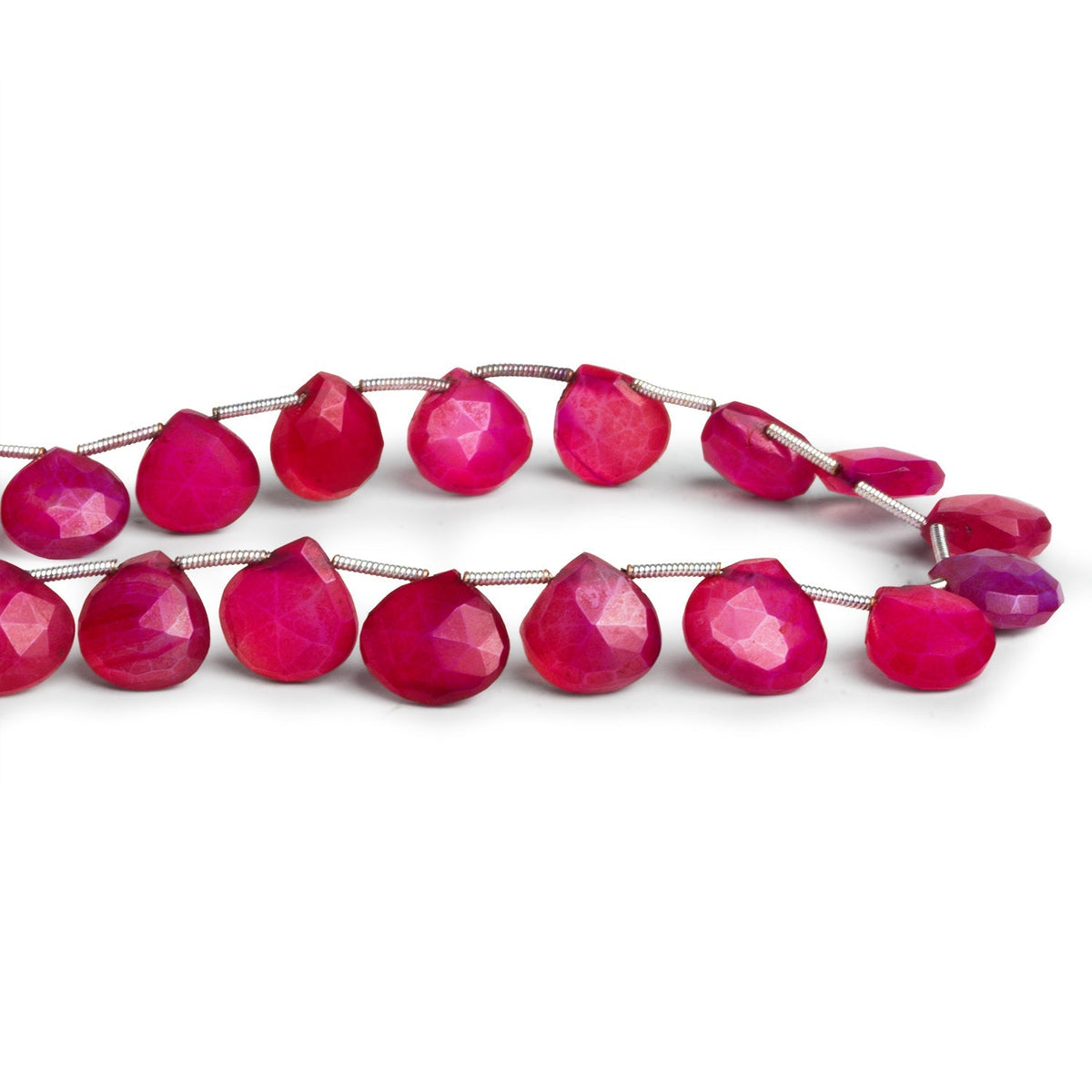 10-12mm Cambay Pink Chalcedony Faceted Hearts 8 inch 15 beads
