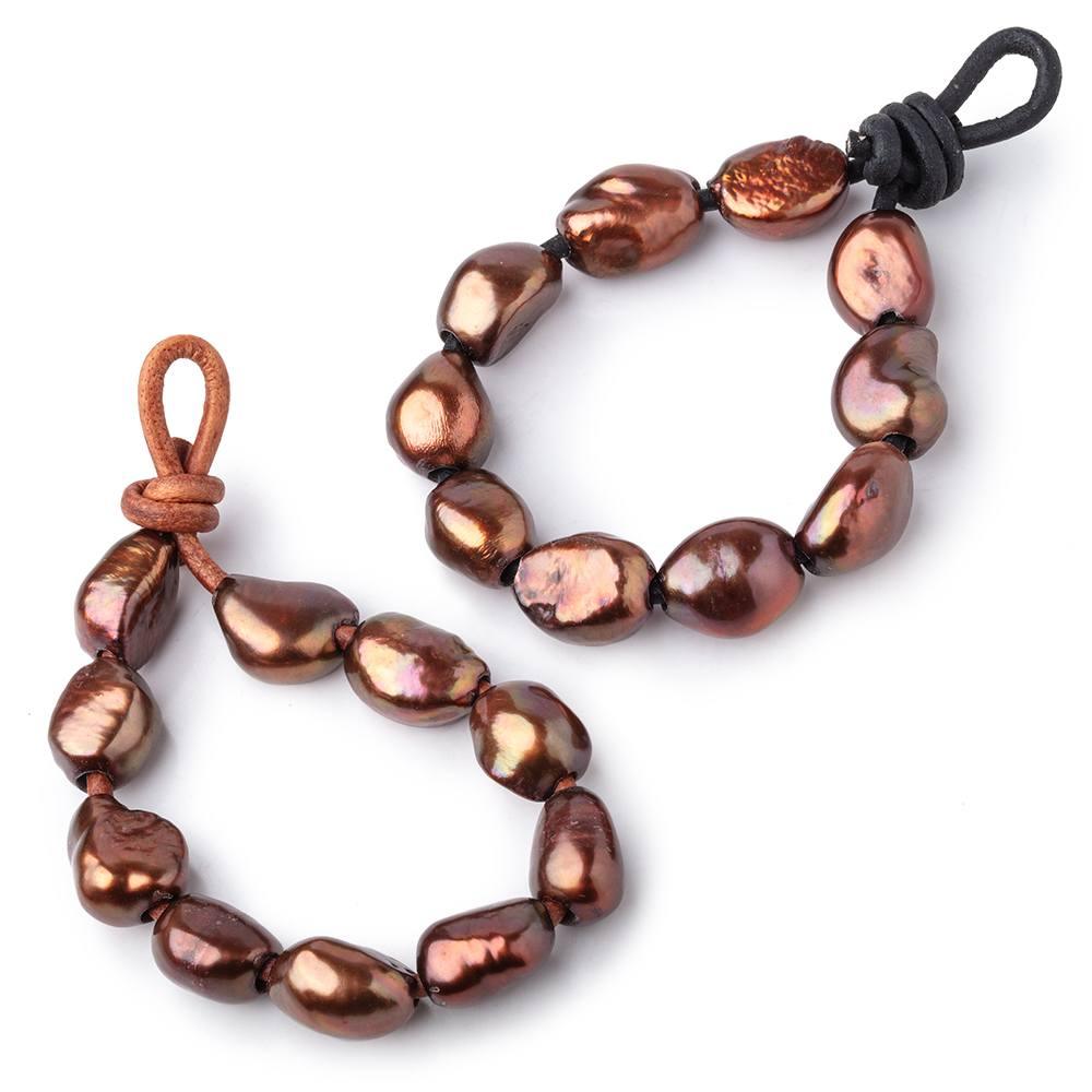 10-12mm Reddish Brown Baroque large hole Pearls 10 pieces