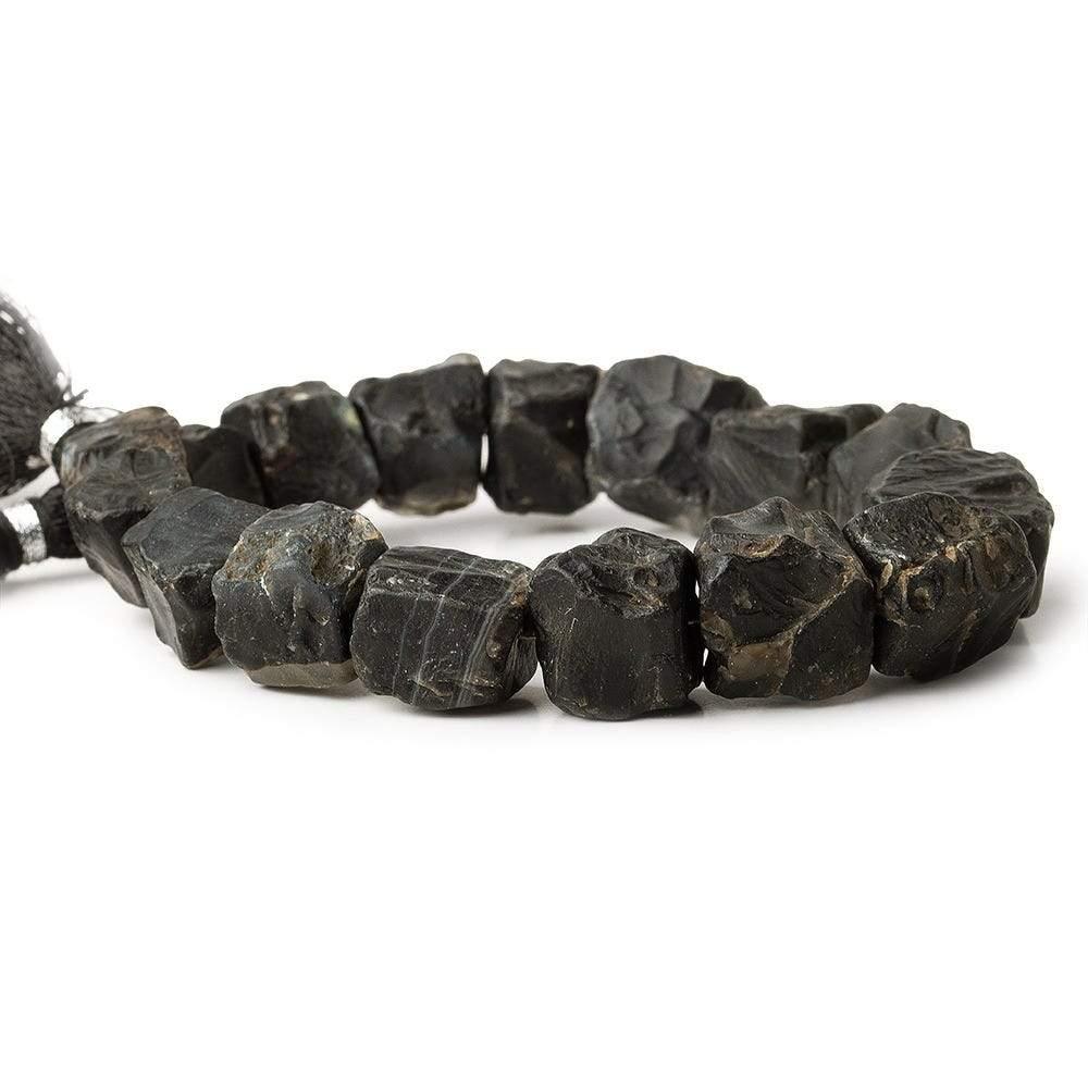 10-13mm Black Agate Tumbled Hammer Faceted Cube Beads 8 inch 16 pcs