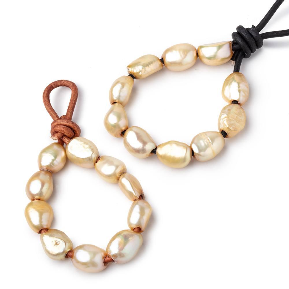 10-11.5mm Golden Yellow Large Hole Baroque Freshwater Pearls 10pcs