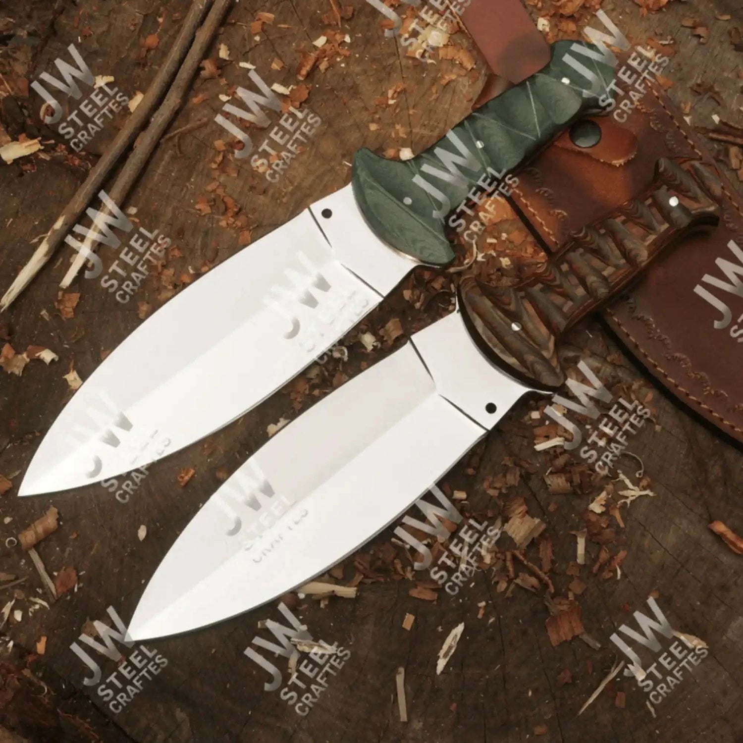 Handcrafted J2 Stainless Steel Boot Knife | Pakka Wood Handle | Leather Sheath | 13.5