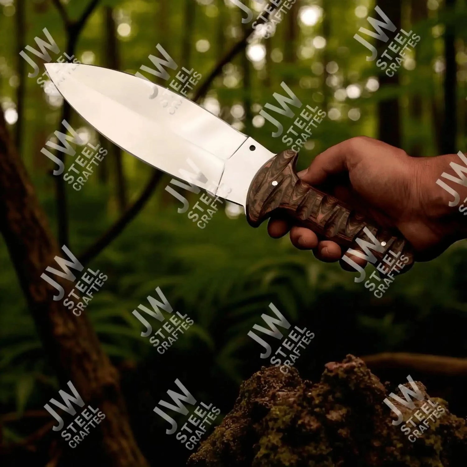 Handcrafted J2 Stainless Steel Boot Knife | Pakka Wood Handle | Leather Sheath | 13.5