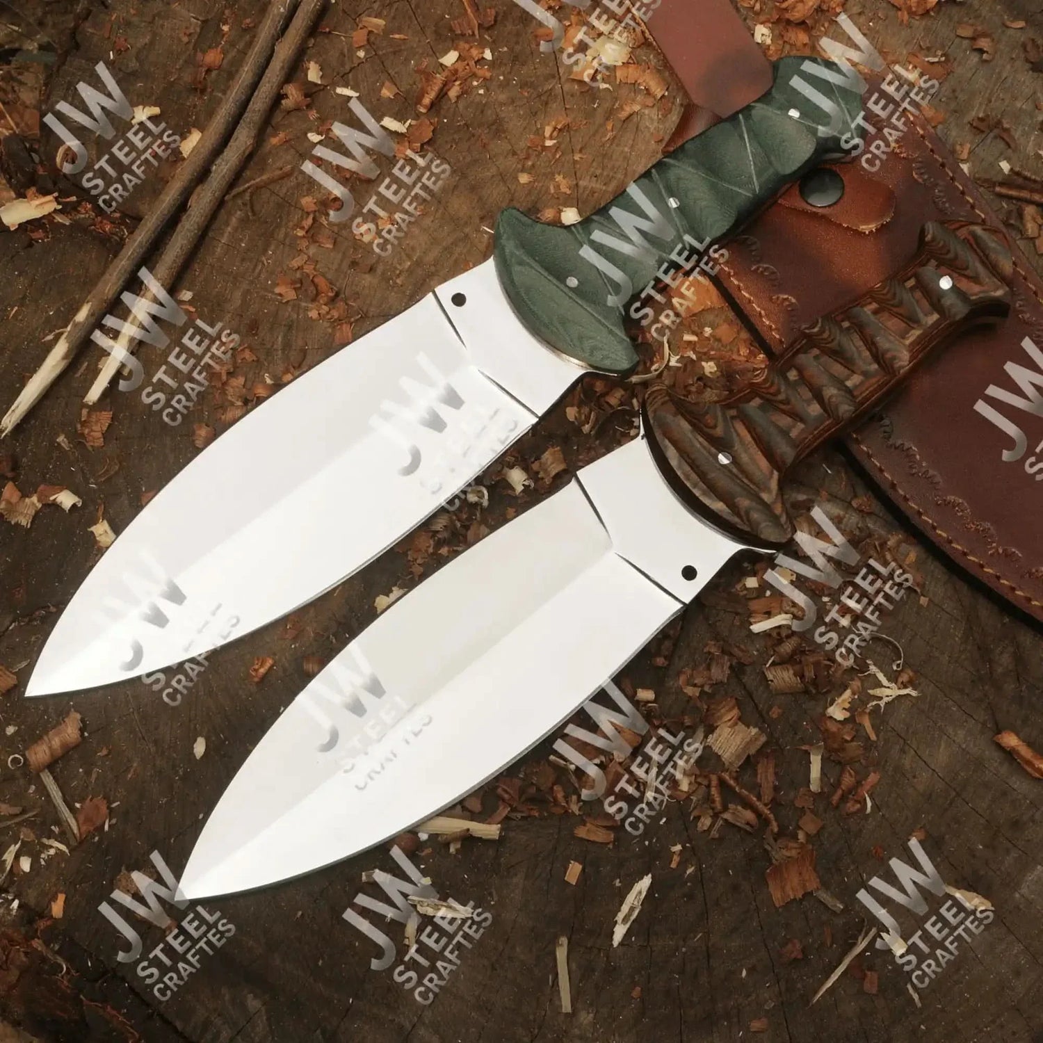 Handcrafted J2 Stainless Steel Boot Knife | Pakka Wood Handle | Leather Sheath | 13.5