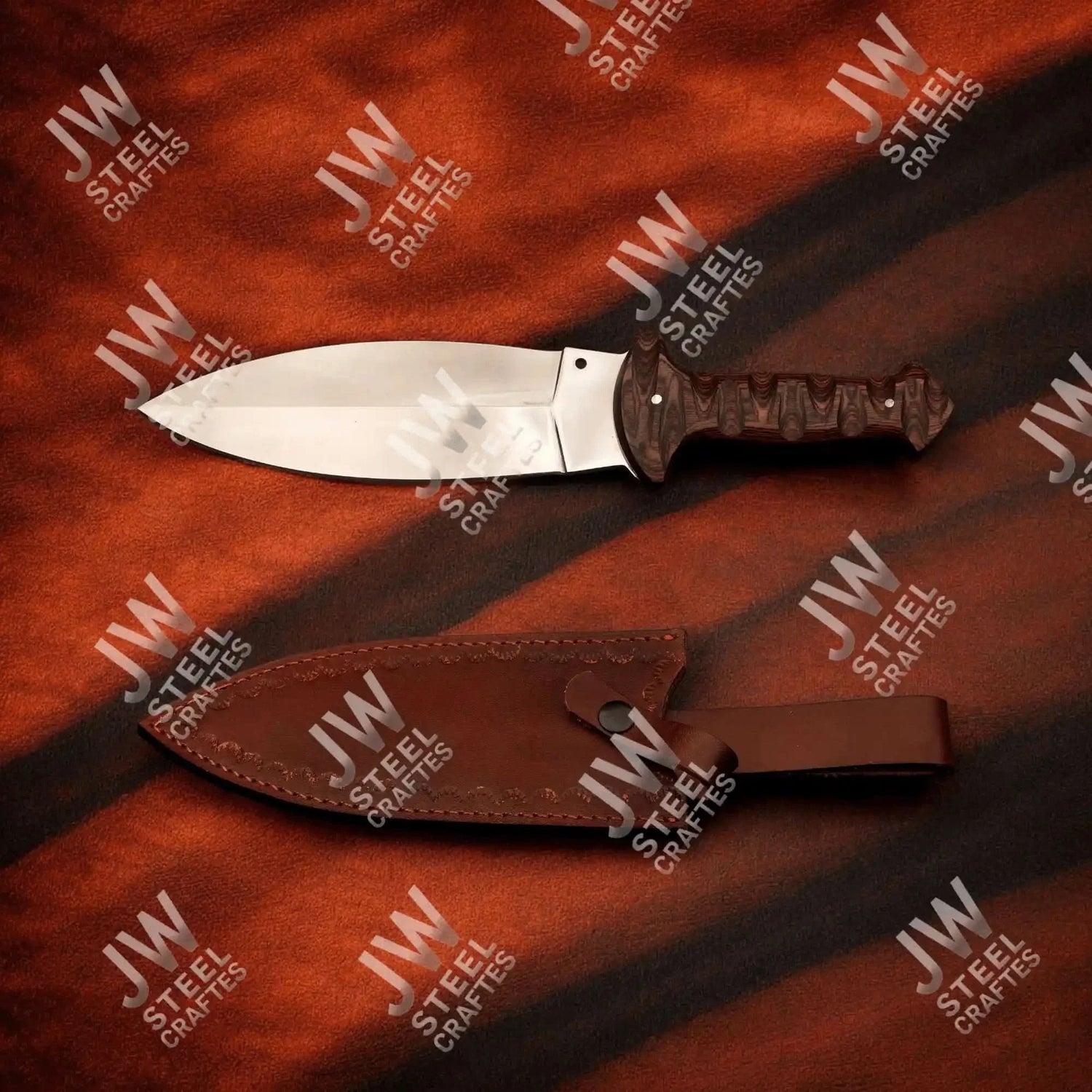 Handcrafted J2 Stainless Steel Boot Knife | Pakka Wood Handle | Leather Sheath | 13.5