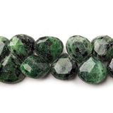 10mm Zoisite Faceted Heart Beads, 8 inch