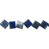 12mm Sodalite Corner Drill Square Beads, 14 inch