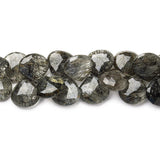 12x12-15x15mm Black Tourmalinated Quartz faceted heart beads 8 inch 40 pieces
