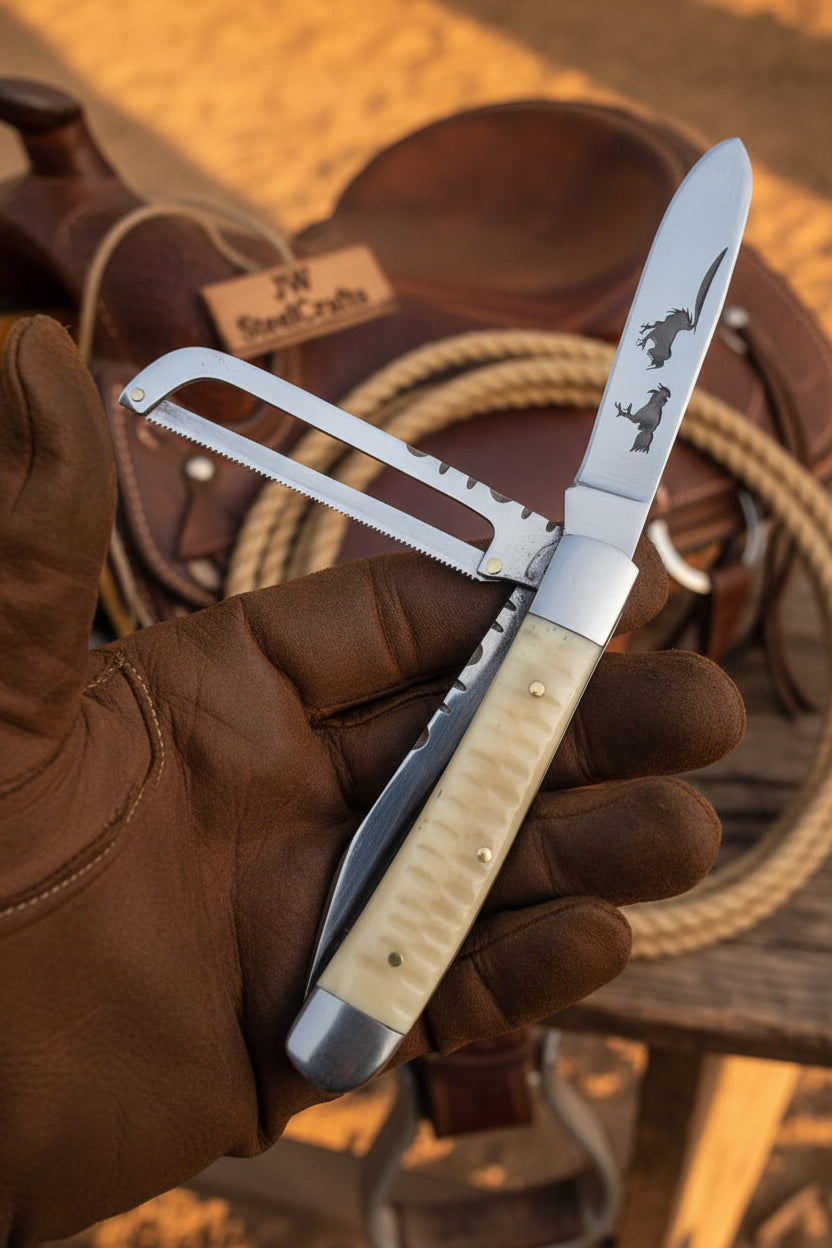 Redwood Textured Trapper Cowboy Knife 7