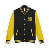 Created In His Image Varsity Jacket — Black & Yellow Inspirational Letterman