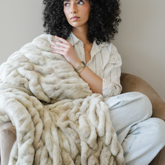 Double Ruched Faux Fur XL Throw Blankets by Saranoni, product image 20