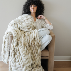 Double Ruched Faux Fur XL Throw Blankets by Saranoni, product image 21