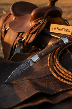Rosewood Folding Knife 7.5" Handmade Damascus Steel Traditional Pocket Knife by JW SteelCrafts, product image 4