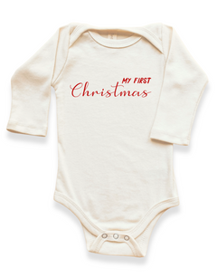 My First Christmas Organic Baby Bodysuit Long Sleeve by Tenth & Pine
