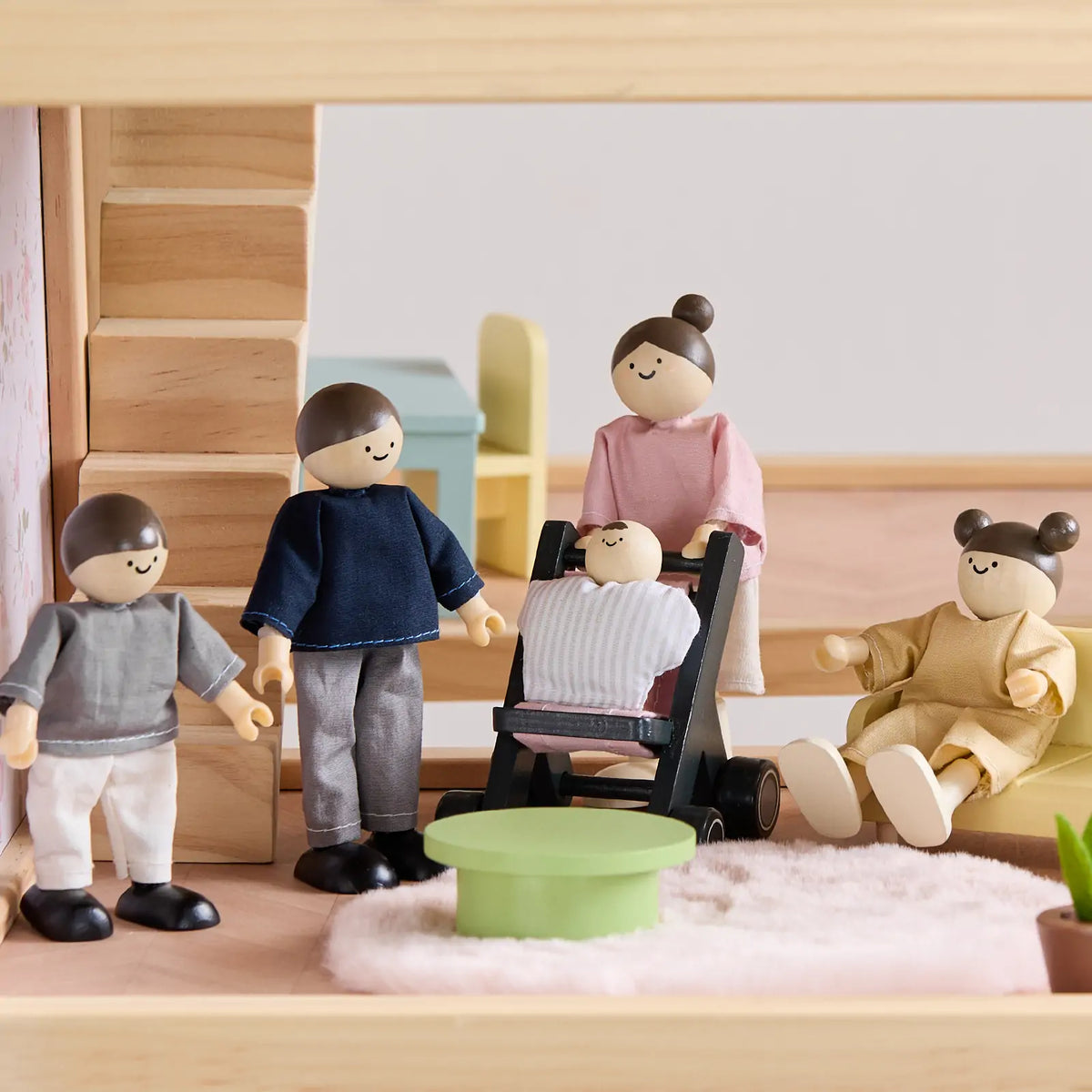 Sweet Family Gift Set: Black Dollhouse & Dollhouse Garage & Extra Dolls Set by Tiny Land INC, product image 9