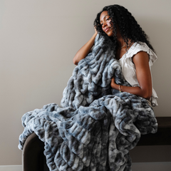 Double Ruched Faux Fur Throw Blankets by Saranoni, product image 46