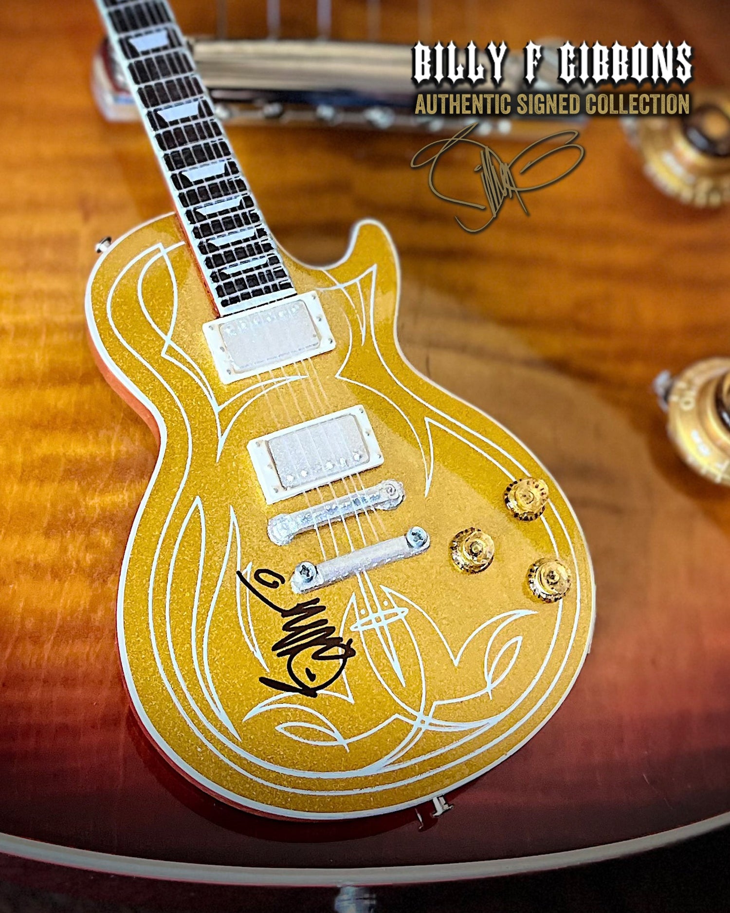 Billy F Gibbons AUTOGRAPHED COLLECTION Signature 1:4 Scale Mini Guitar Models - 1ST EDITION 2023