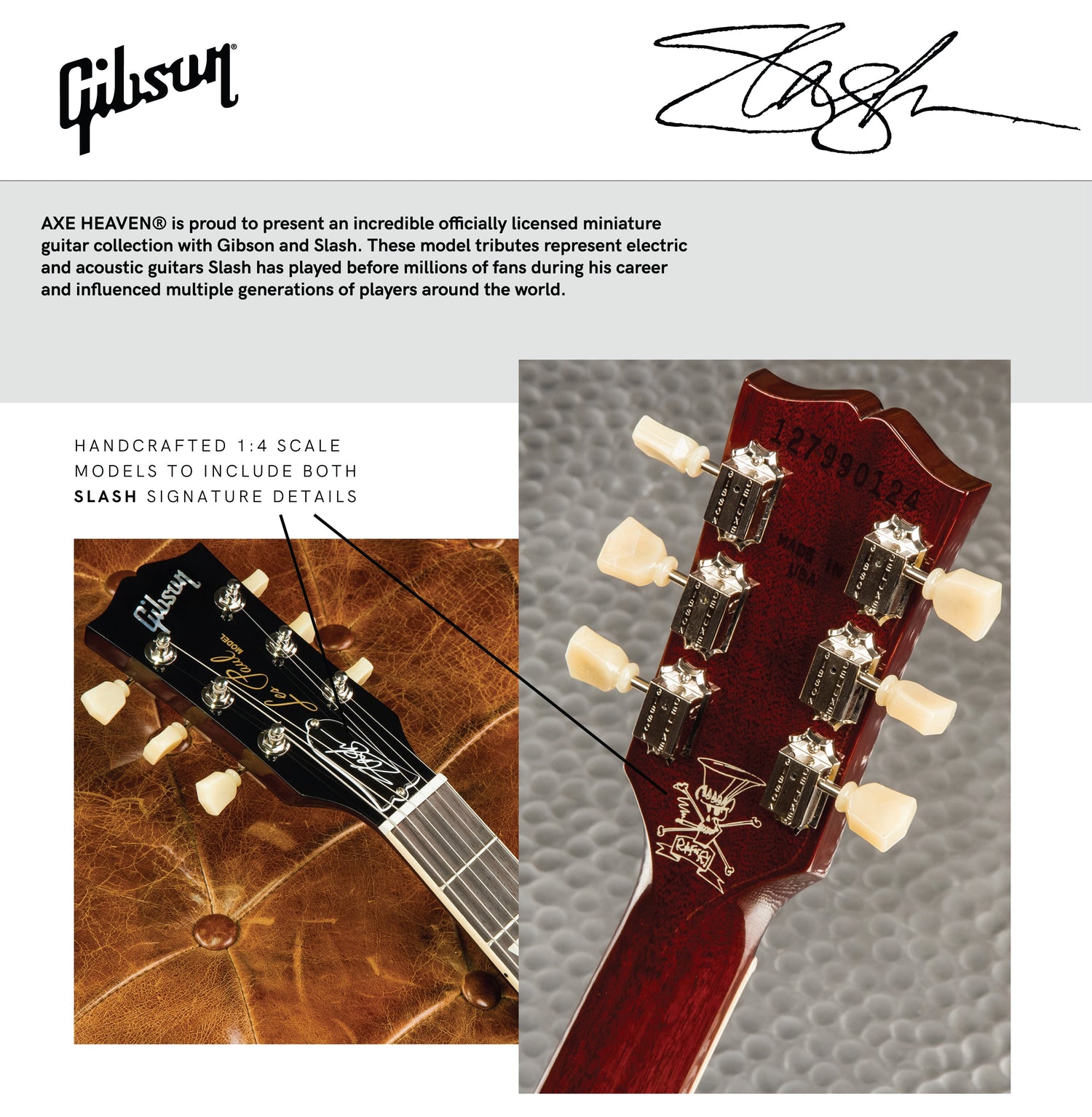 Slash Gibson Les Paul Standard Anaconda Burst 1:4 Scale Mini Guitar Model