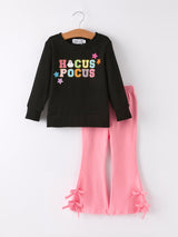 Halloween Black Top + Pink Bell Bottoms