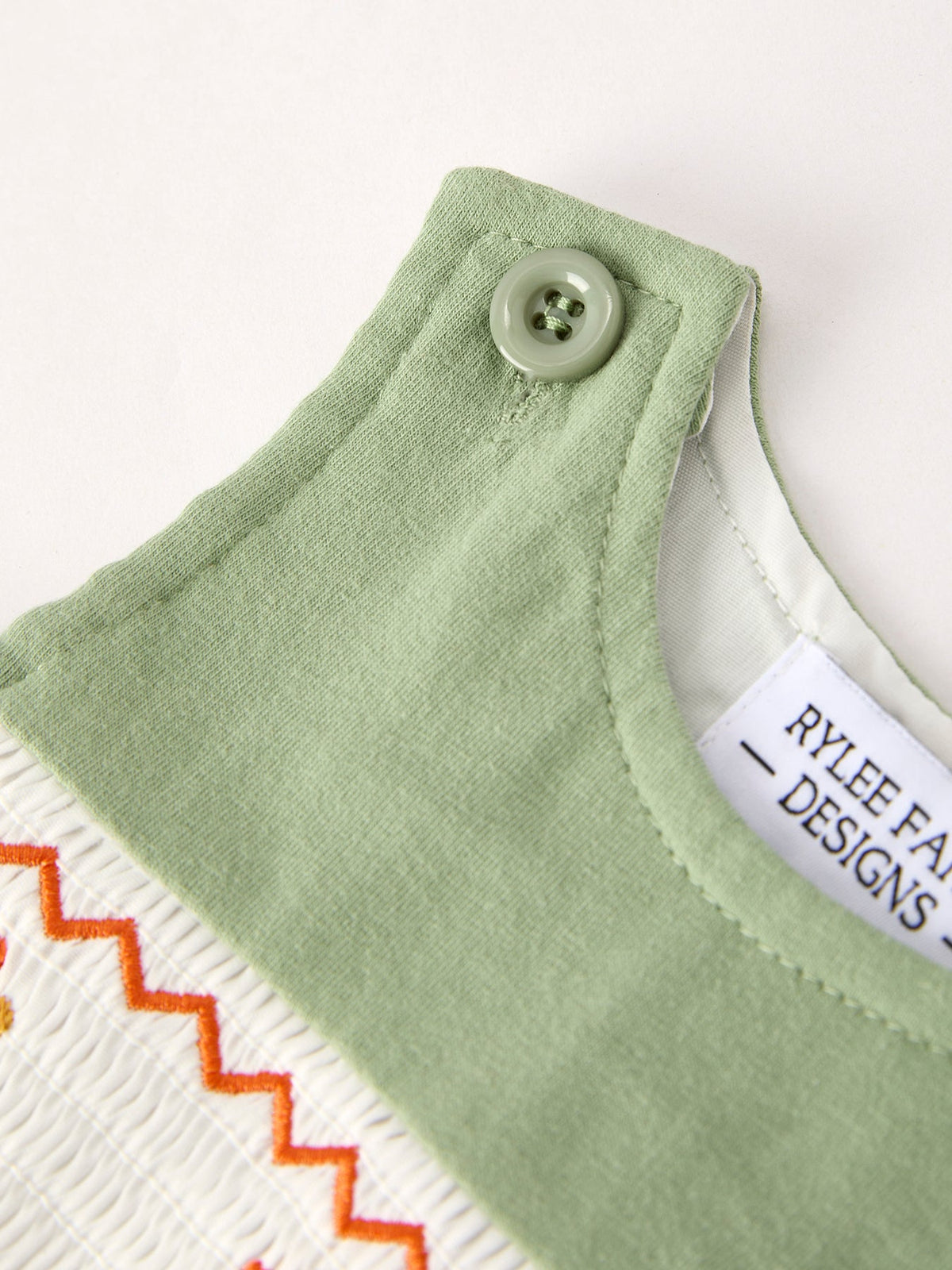 Fall Thanksgiving Chicken Smock Embroidered Green Boys Romper
