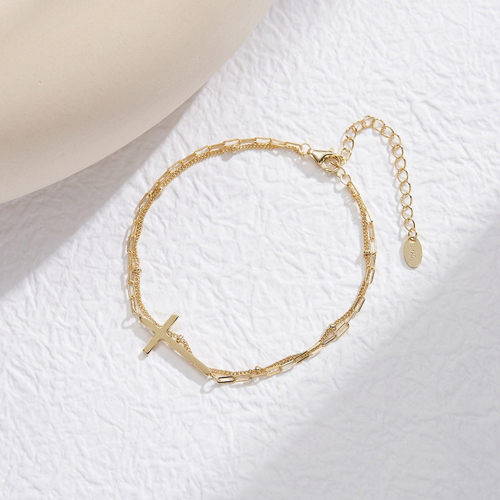 Faith Cross Layered Bracelet