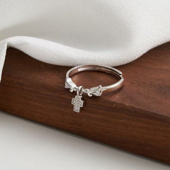Cross Charm Accent Adjustable Ring by Starlight Jewelry, product image 6