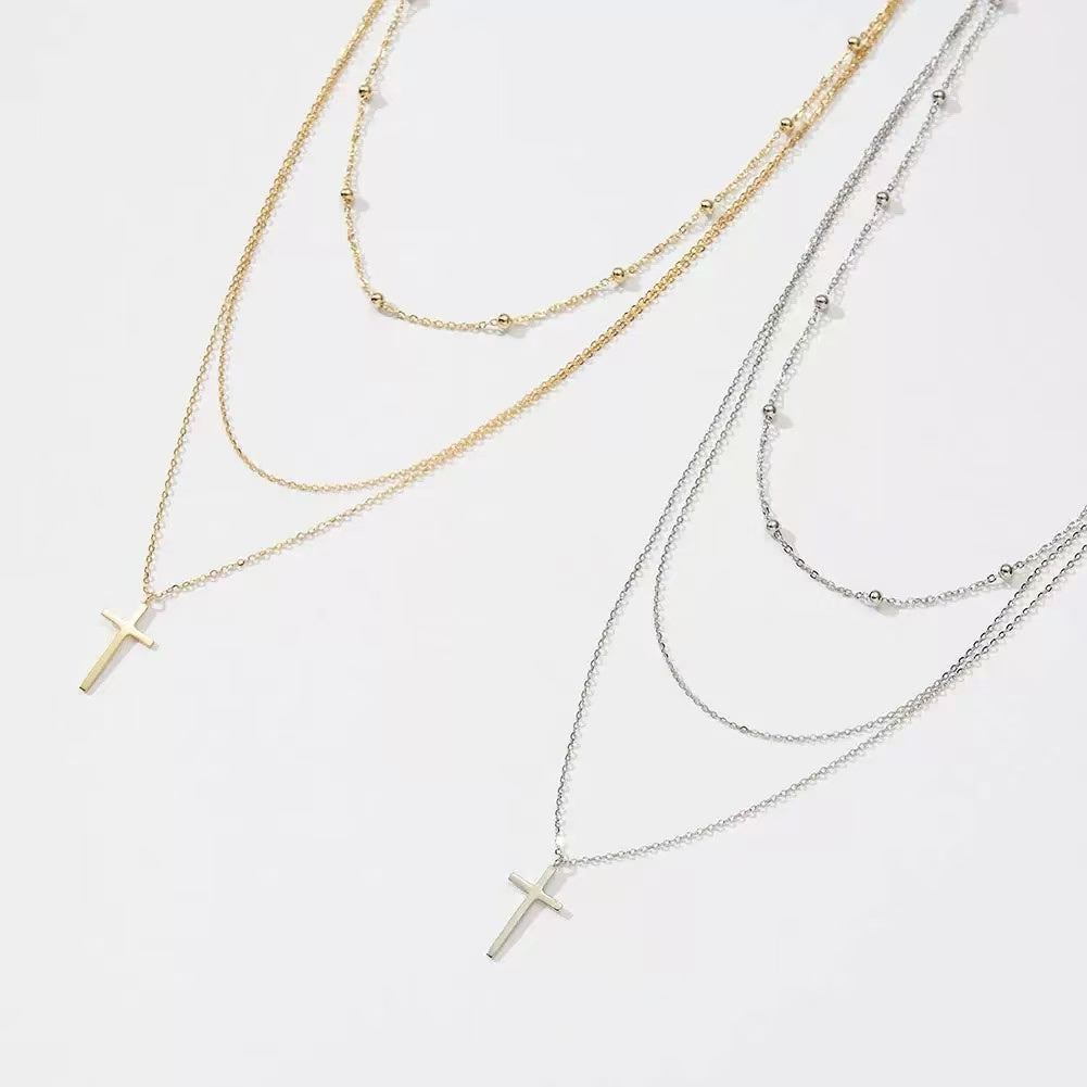 Dainty Cross Layered Necklace