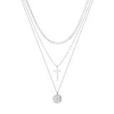 Cross Disc Layered Necklace