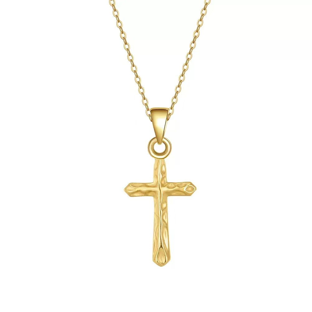 Hammered Cross Pendant Necklace