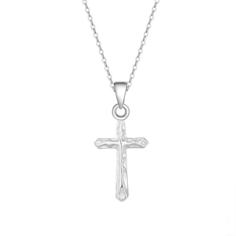 Hammered Cross Pendant Necklace