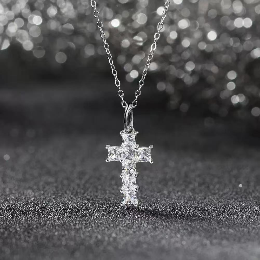 Baguette Cross Pendant Necklace