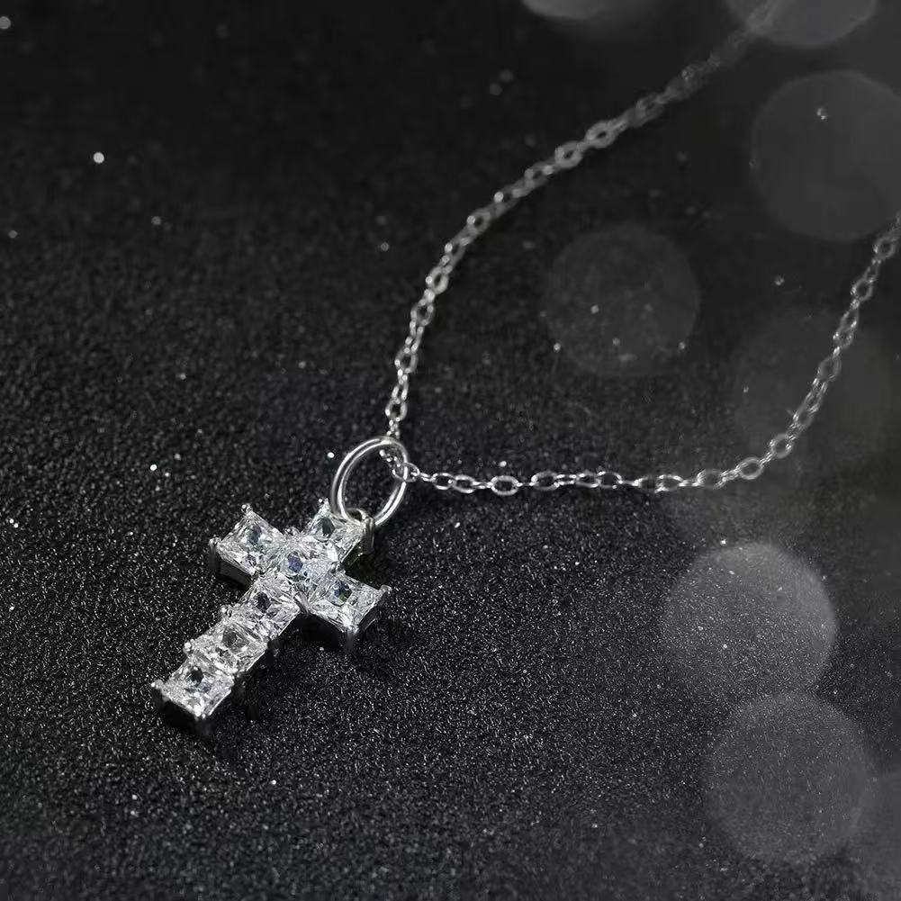 Baguette Cross Pendant Necklace