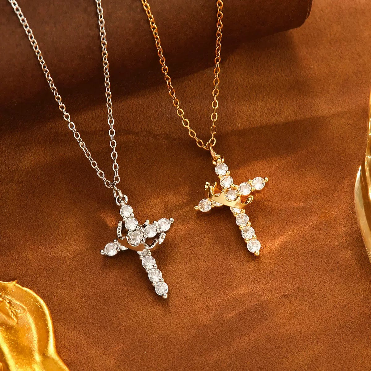Halo Cross Pendant Necklace