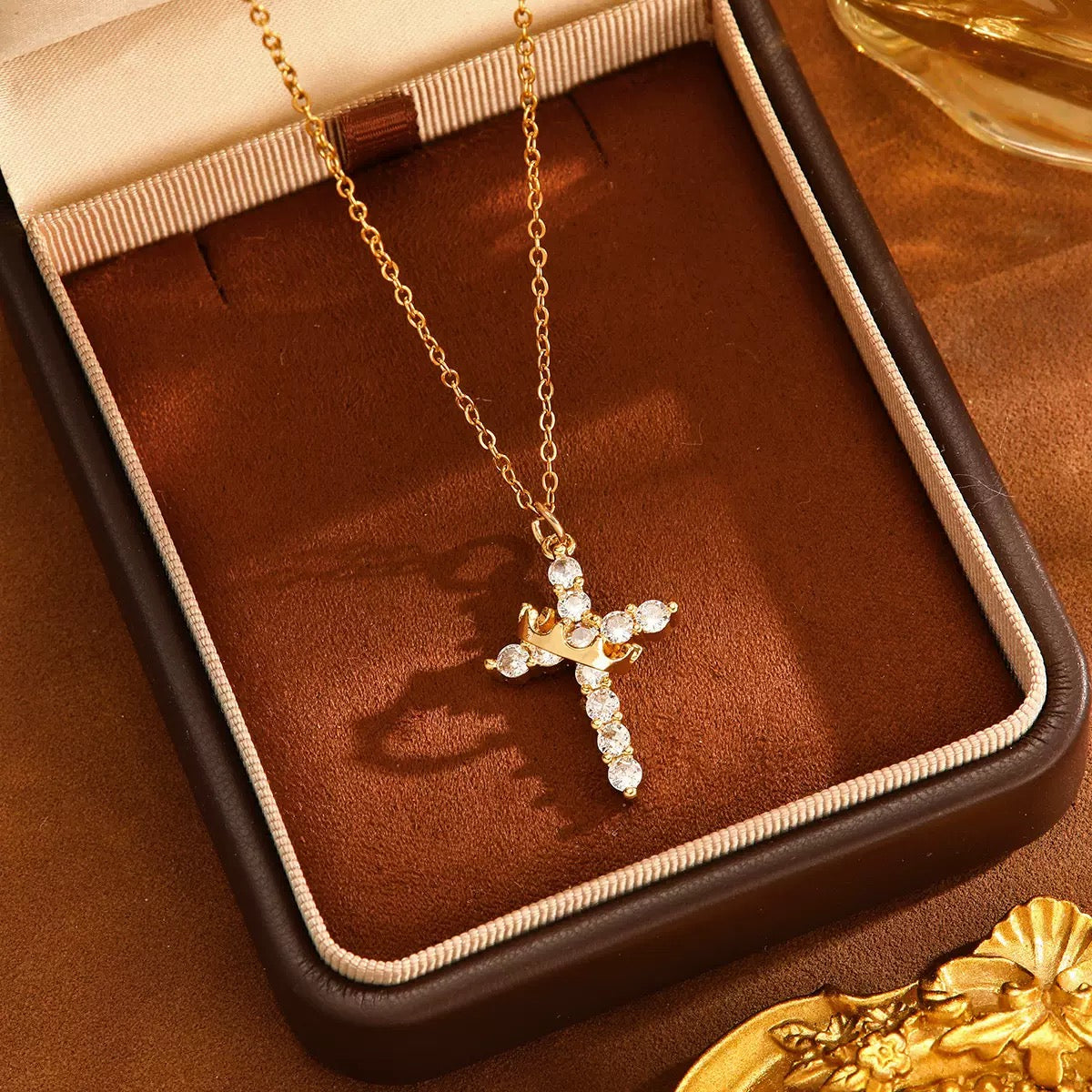 Halo Cross Pendant Necklace