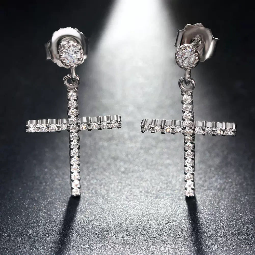 Cross Line Drop Earrings