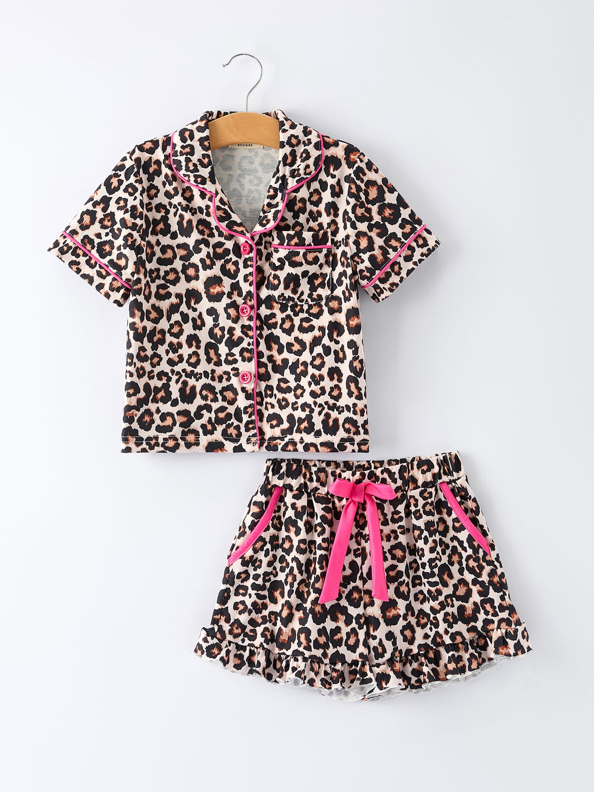 Mommy & Me Leopard Print Ruffle Pajama Set