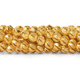 6mm 22kt Gold Plated Brass Diagonal Stripe Stardust Rounds 8 inch 37 beads