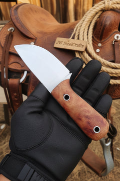Woodgrain Trail Skinner Knife 7.5" Handmade High Carbon Steel Wood Handle by JW SteelCrafts, product image 2