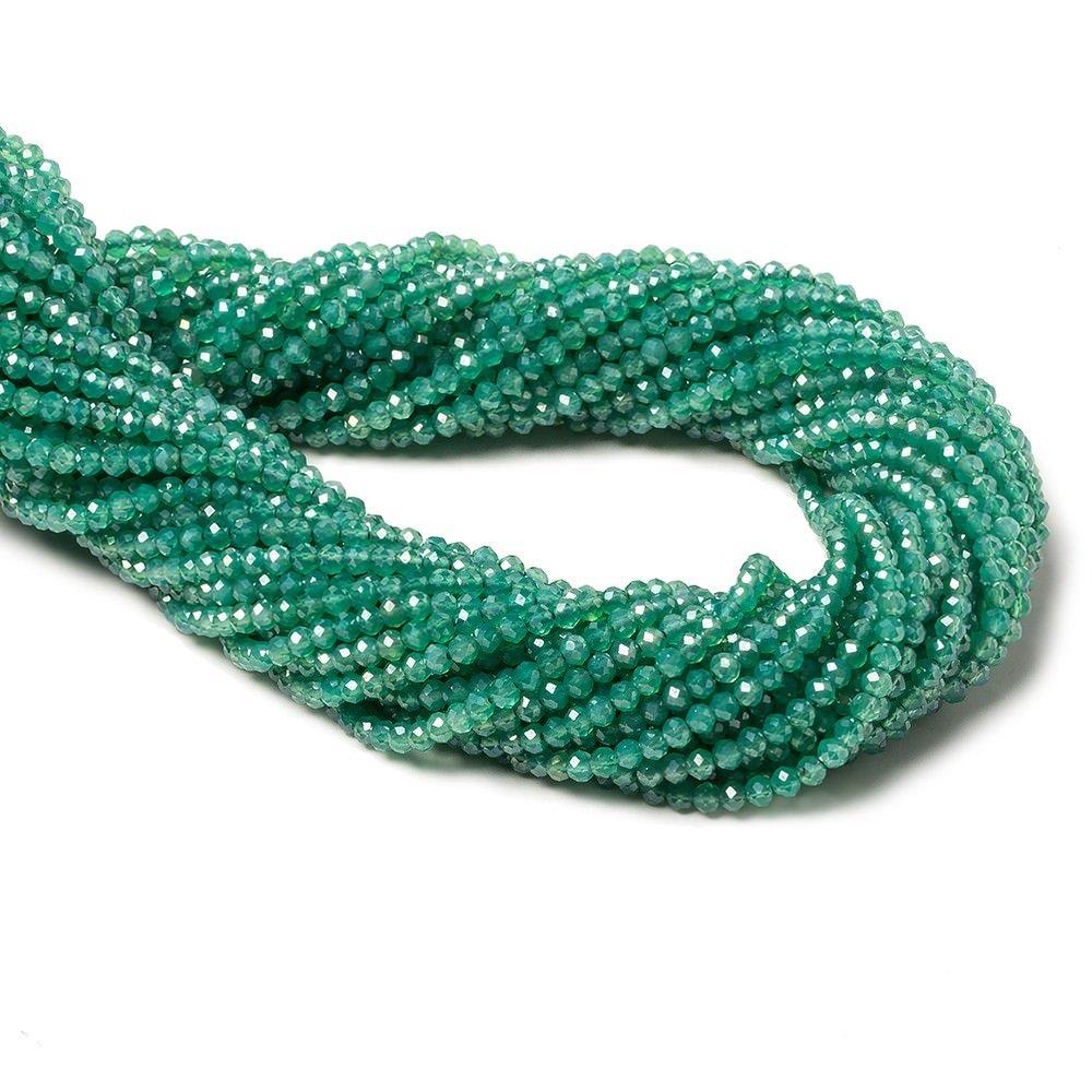 2.5mm Metallic Green Onyx Micro faceted rondelle beads 13 inch 150 pieces