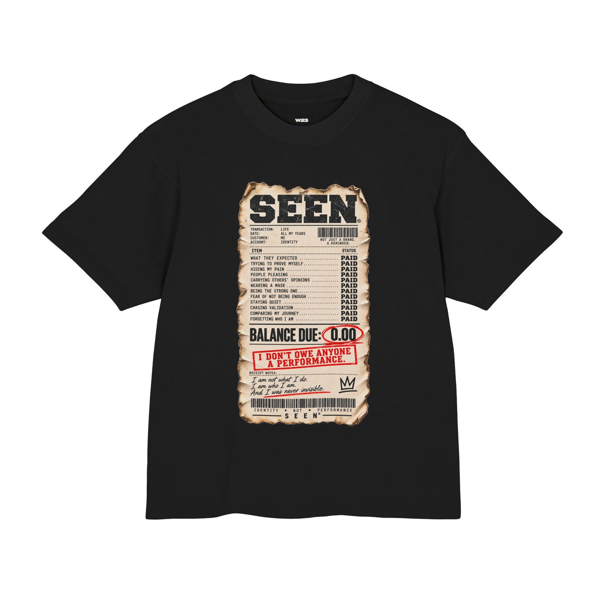 BALANCE DUE: $0.00 | The SEEN. Receipt Tee