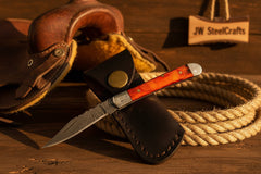 Redsaddle Folding Knife 7" Handmade Damascus Steel Pocket Knife by JW SteelCrafts, product image 2