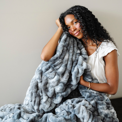 Double Ruched Faux Fur Throw Blankets by Saranoni, product image 47