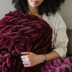 Double Ruched Faux Fur XL Throw Blankets by Saranoni, product image 11