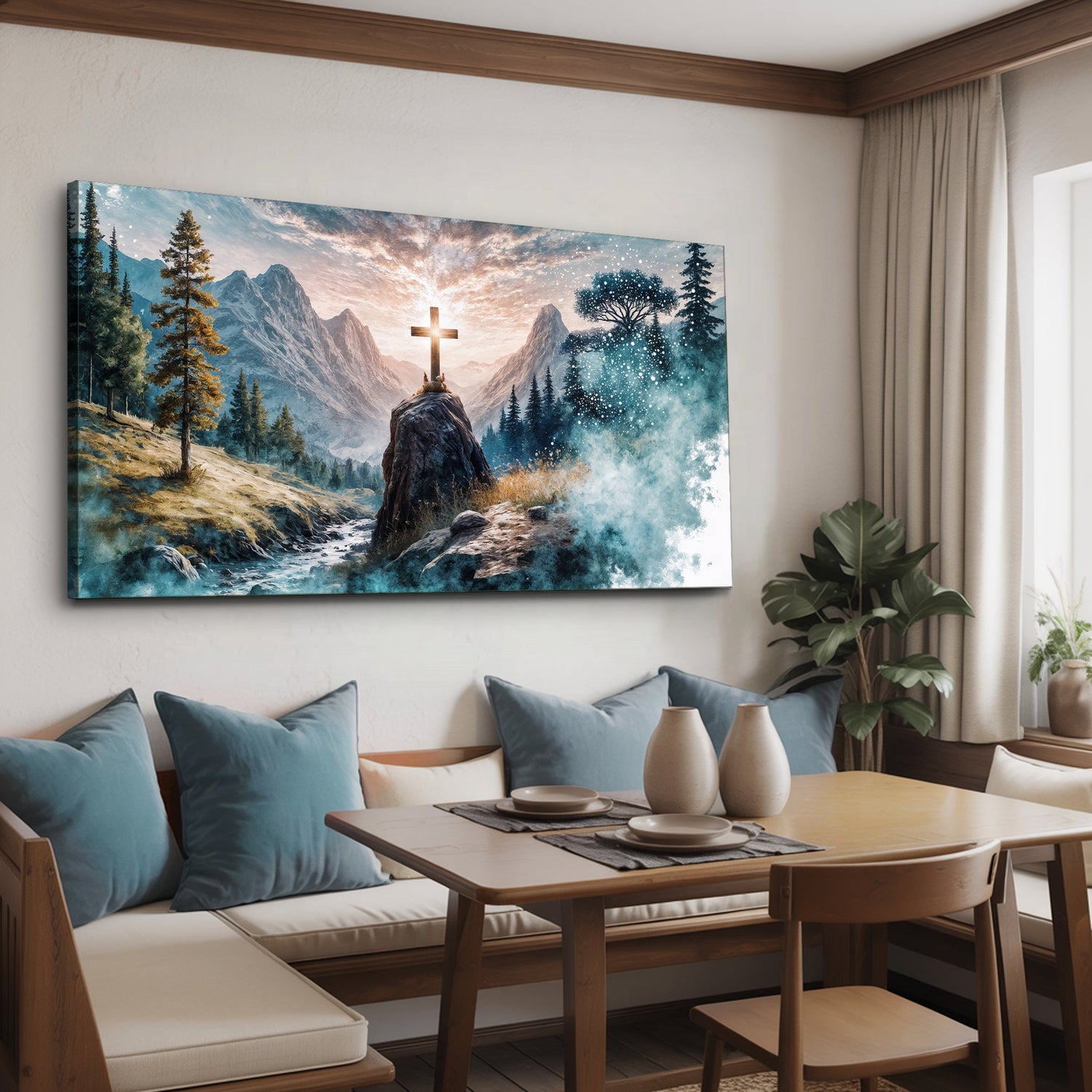Cross on the Hill – Christian Canvas Wall Art Faith Decor